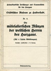 Tornau, Die mittelalterlichen Münzen der weltlichen Herren des Harzgaues. (Umschlag)