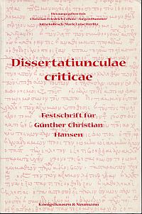 Dissertatiunculae criticae. (Umschlag)