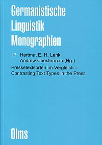 Lenk, Pressetextsorten im Vergleich. Contrasting text types in the press. (Umschlag)