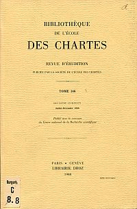 Bibliothèque de l'Ecole des Chartes, Tome 146, 2ième livraison (Juillet-Décembre (Umschlag)