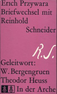 Schneider, Briefwechsel Reinhold Schneider - Erich Przywara. (Umschlag)