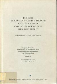 Brotbeck, Die Idee der humanistischen Bildung bei Louis Meylan und im Neuhumanis (Umschlag)