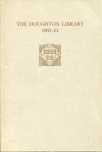 Bond, Houghton Library. (Umschlag)