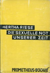 Riese, Die sexuelle Not unserer Zeit. (Umschlag)