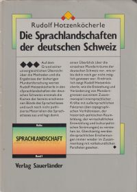 Hotzenköcherle, Die Sprachlandschaften der deutschen Schweiz. (Umschlag)