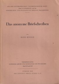 Binder, Das anonyme Briefschreiben. (Umschlag)
