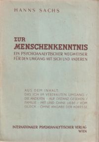 Sachs, Zur Menschenkenntnis. (Umschlag)