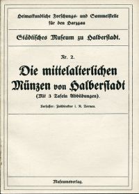 Tornau, Die mittelalterlichen Münzen von Halberstadt. (Umschlag)