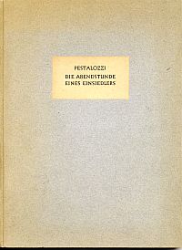 Pestalozzi, Die Abendstunde eines Einsiedlers. (Umschlag)