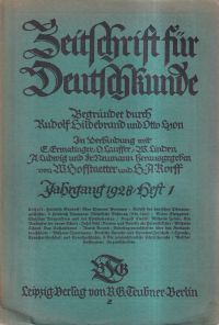 Zeitschrift für Deutschkunde, Jahrgang 1928, Heft 1. (Umschlag)